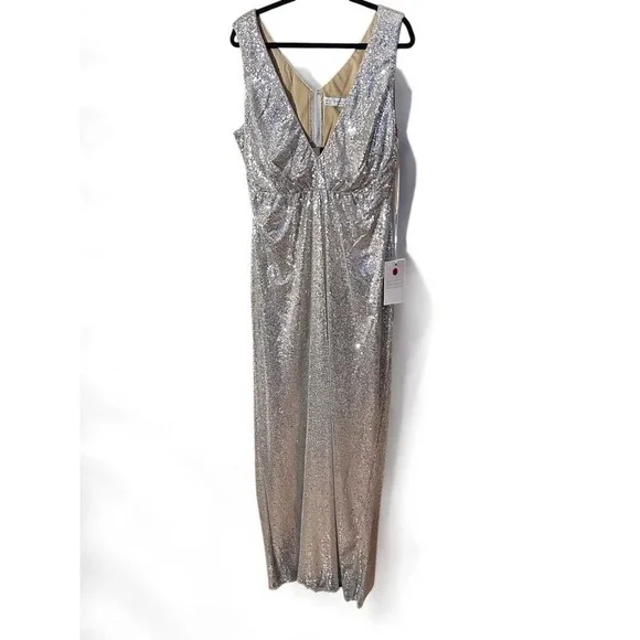 NWTMac Duggal 68538 Nude Silver Sequin Sleeveless Column Gown 20W - $398